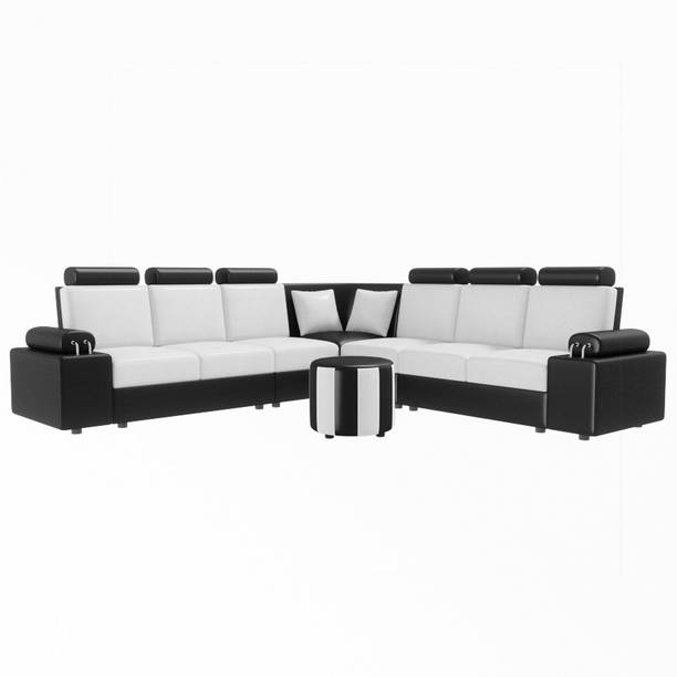 Sekar Lifestyle L Shape Corner [Steel Handles] With Round Moda Leatherette 6 Seater  Sofa