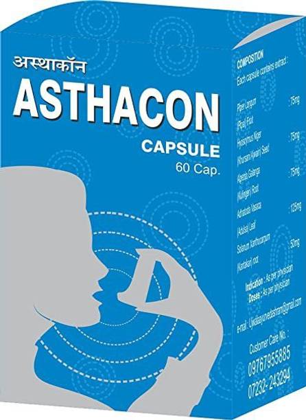 UJWALA AYURVEDASHRAM Asthacon Capsule, For asthama, dry cough, whopping and shortness in breath