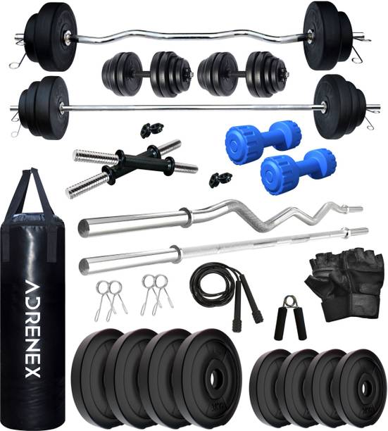 Adrenex 20 kg PVC COMBO 343 WB with Unfilled Punching Bag & PVC Dumbbells Home Gym Combo