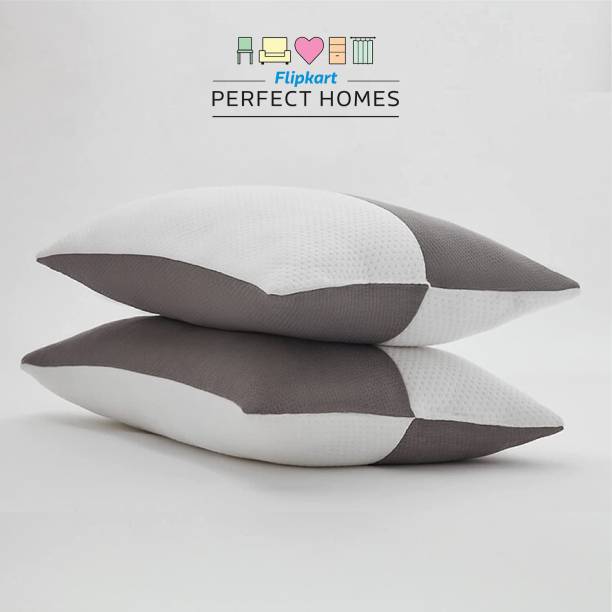 Flipkart Perfect Homes Luxury 16x24 Inch Grey and White Microfibre Geometric Sleeping Pillow Pack of 2