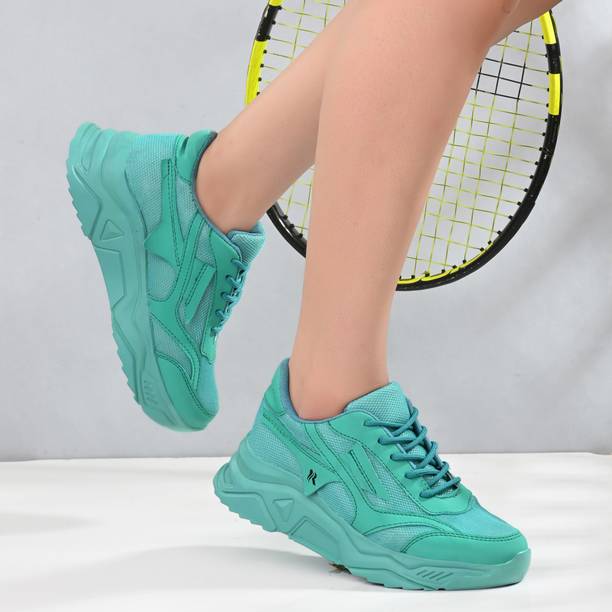 green sports shoes