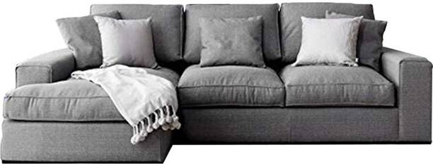 Torque Reiko 4 Seater L Shape Fabric Sofa, Furniture For Living Room (Left Side, Grey) Fabric 4 Seater  Sofa