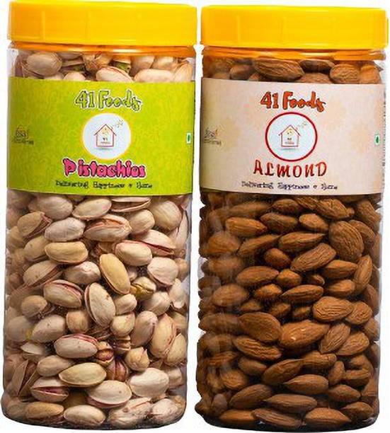 41 foods Dry fruits combo pack of Almonds Pistachios | badam pista (150x2) 300 GM Pistachios, Almonds