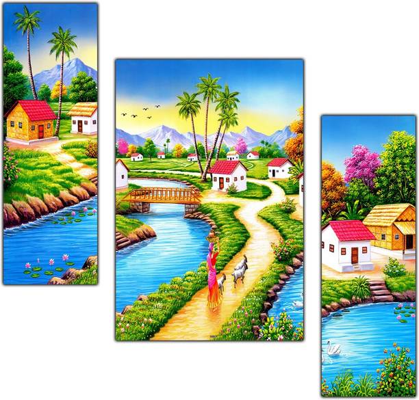pnf Poster And Frame Hand Painted Landscape Scenery MDF Painting | Decoration Item Digital Reprint 18 inch x 12 inch Painting