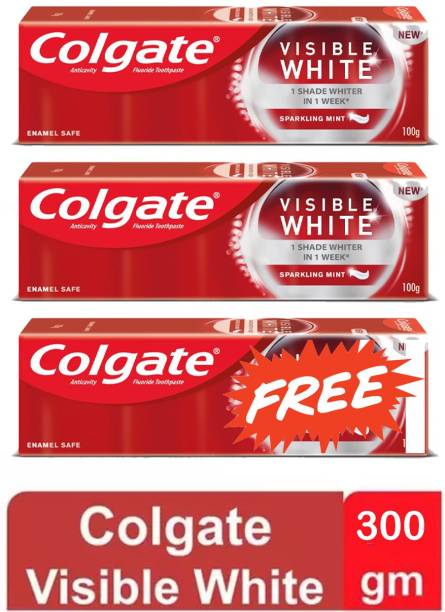 Colgate VISIBLE WHITE 1 Shade Whiter In 1 Week (100X3) Buy 2 Get 1 Free Toothpaste
