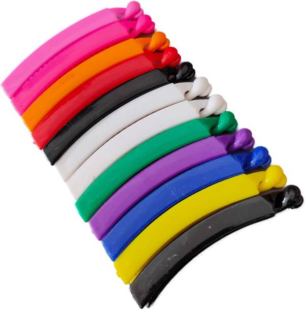 SENECIO® 12Pc Solid Plain Daily Use Multicolor Wholesale Pack Colorful Claw Style B Banana Clip