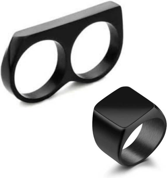 Price History of Alloy Stainless Steel Black Finger Ring Combo For