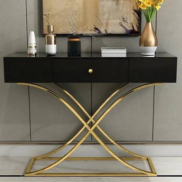 NG Decor Black Console Table with Drawer Entryway Table for Hallw