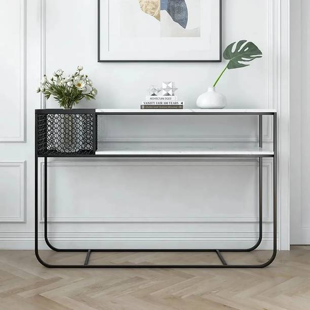 NG Decor Metal Console Table (Finish Color - Black & White, Pre-a