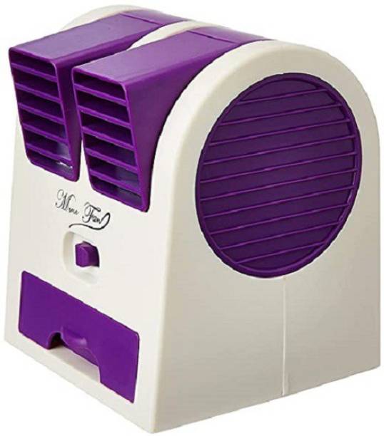 KRITAM Super Mini Fan Air Cooler with Water Tray Portable Desktop Dual Blade-Less Air Cooler USB (Multicolor) USB Air Freshener