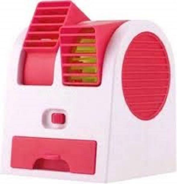 KRITAM Super Mini Fan Air Cooler with Water Tray Portable Desktop Dual Blade-Less Fan Cooler (Multicolor) USB Air Freshener