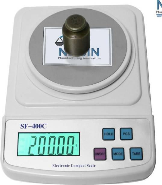NIBBIN JEWELLERY DIGITAL WEIGHING SCALE, SF-400C (500 Gram X 0.01 g), USED IN, GOLD, SILVER, PLATINUM, GEMSTONES ORNAMENTS WEIGHT MEASURING MACHINE, # QUALITY ACCURACY ASSURANCE#, (WHITE) BETA-111, Weighing Scale (White) Weighing Scale