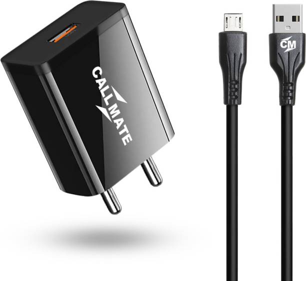 Callmate LC010 Fast Charger 2.4A Mobile Charger, Power Charger, Wall Charger, Android Smartphone Charger, Battery Charger, Hi Speed Travel Charger with 1m Micro USB Charging Cable -Black 2.4 A Mobile Charger with Detachable Cable