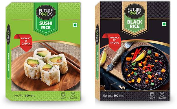 Future Foods Japanese Sushi Rice & Black Rice - 500 gm each Raw Rice (Raw)