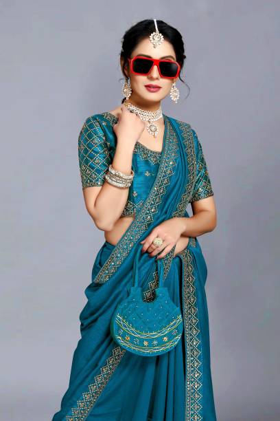 Embroidered Banarasi Pure Silk, Art Silk Saree Price in India