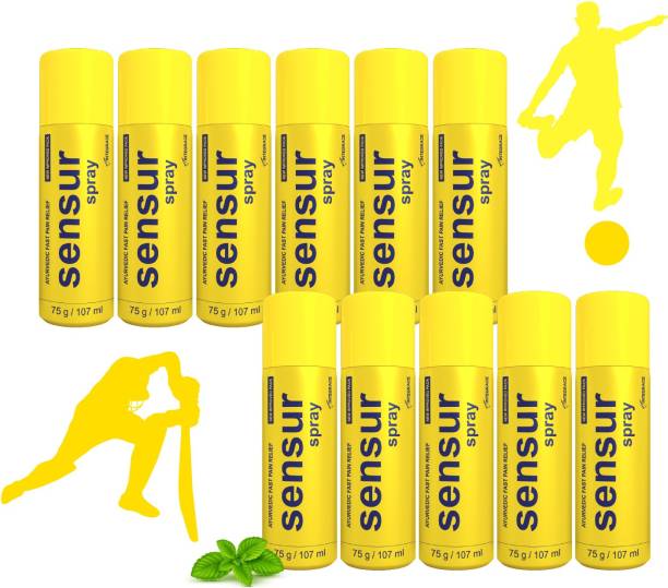 Sensur Ayurvedic Fast Pain Relief Spray - 100ml + 7ml (Pack of 11 x 107ml - Team Pack) Spray