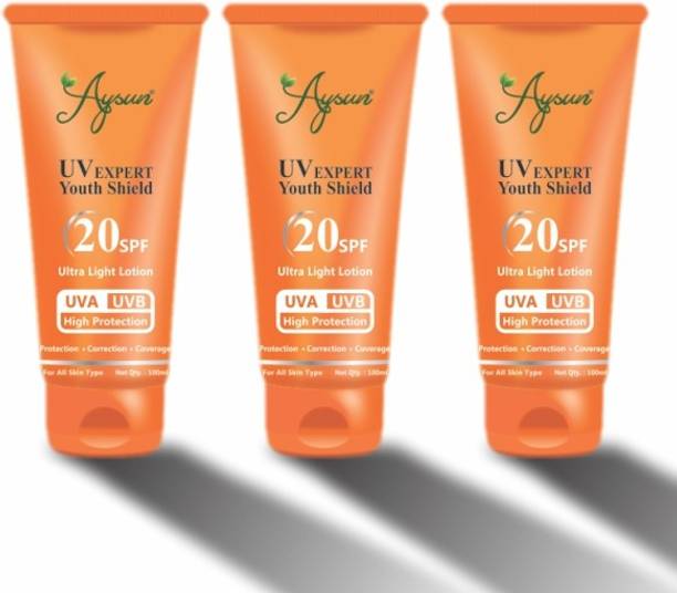 Aysun UV Expert Youth Shield 20SPF Ultra Light Lotion Combo Pack of 3