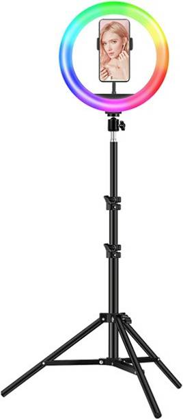 Wrapo 10 inch RGB Ring Light 360?Full Color 13 Dynamic RGB + 13 Static RGB + 3 Daily Colors Lights Selfie Ring Light with Adjustable Tripod Stand & Cell Phone Holder, for YouTube, Vlog Shooting, Makeup , Photoshoot Tripod Ring Flash