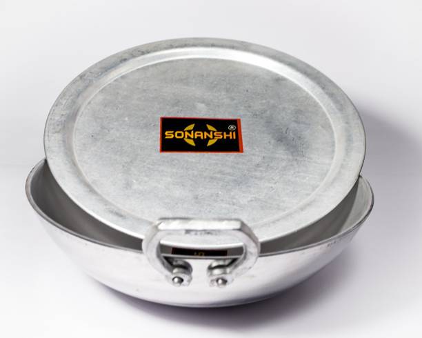 Sonanshi Aluminium Kadhai/Frying Pan for Cooking with LID Kadhai 30.48 cm diameter with Lid 2 L capacity