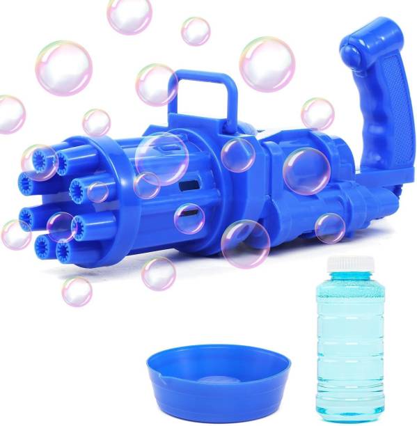 First Play 8-Hole Electric Bubbles Gun for Toddlers Gatling Bubble Machine Gun { Blue} Toy Bubble Maker