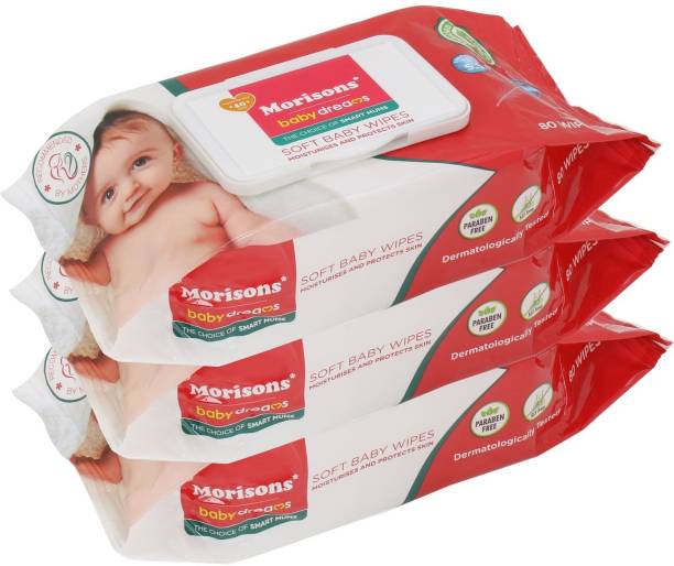 Morisons Baby Dreams Morisons Baby Wipes 80s with Lid Pack of 3