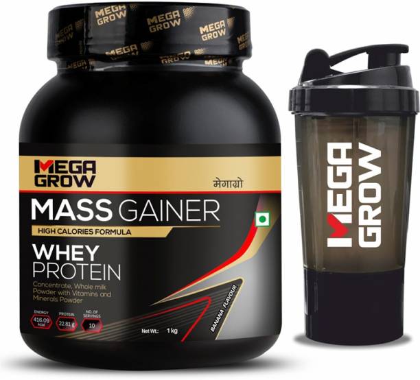MEGAGROW Mass Gainer High Calories Formula Whey Protein with Shaker- Pack of 1 Weight Gainers/Mass Gainers