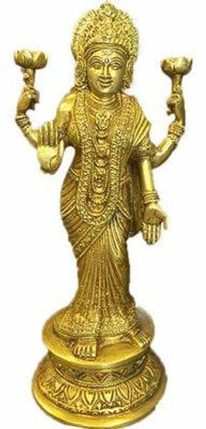 vrindavan shopi Made Shri Maha Lakshmi Idol in Standing Position/Maha Lakshmi Brass Idol 2000gms Decorative Showpiece  -  24 cm