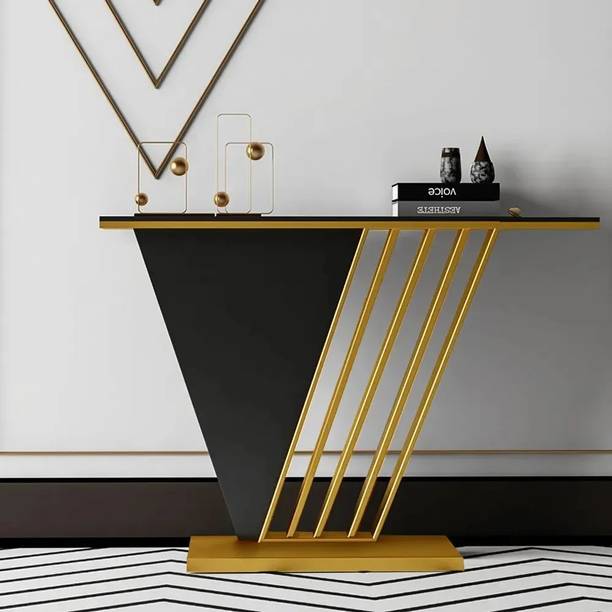 NG Decor Black Rectangular Console Table Sintered Stone Top Entry