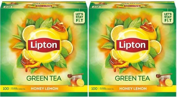 Lipton GREEN TEA ZERO CALORIES STAY FIT 100 BAGS X 2 HONEY LEMON Honey Green Tea Bags Box