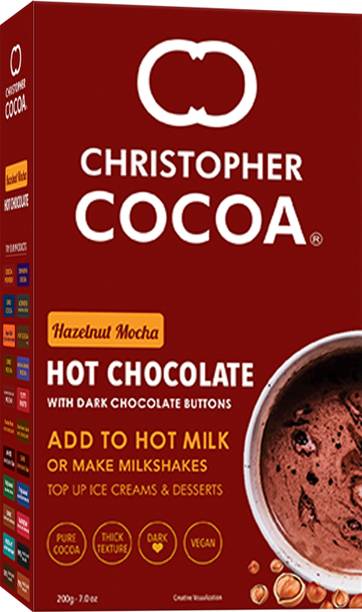 Christopher Cocoa Hazelnut Mocha Hot Drinking Chocolate Powder with Dark Chocolate Buttons Malt Milk Powder
