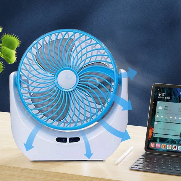 VASANT USB Table Fans Folding Rechargeable Fan LED Light And Multifunction USB Charging 3 Blade Table Fan
