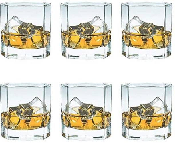 S1Store (Pack of 6) Cocktails Wine Glass, Hexa Whiskey Glass 220 ml Set of 6 Glass Set Beer Glass