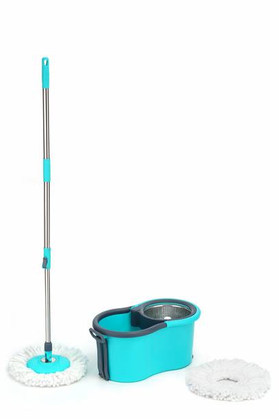 एलिनर Bucket Spin Mop Floor Cleaning and Mopping System2 Microfiber Refills,Aqua Green बाल्टी