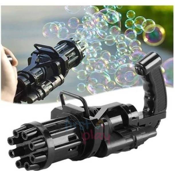 First Play 8-Hole Electric Bubbles Gun for Toddlers Gatling Bubble Machine Gun Black Toy Bubble Maker