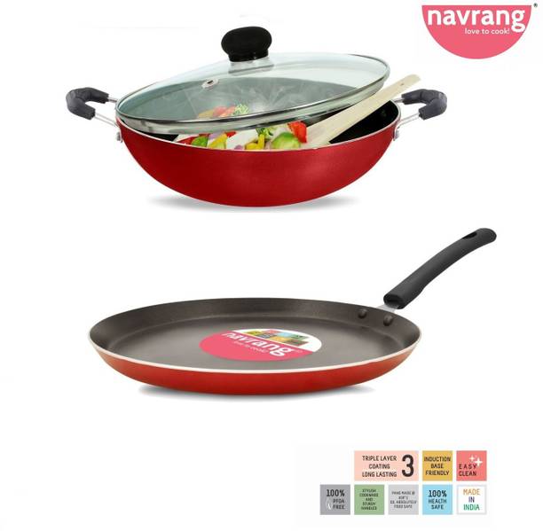 NAVRANG Induction Bottom Non-Stick Coated Cookware Set
