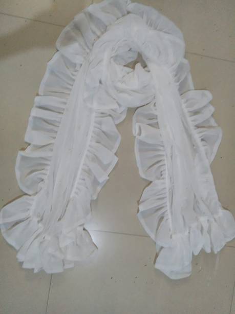 Georgette Solid White Women Dupatta