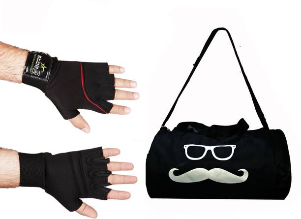 स्टार X Black Mustache and Shades Kit Bag with Gloves फिटनेस एक्सेसरी किट किट