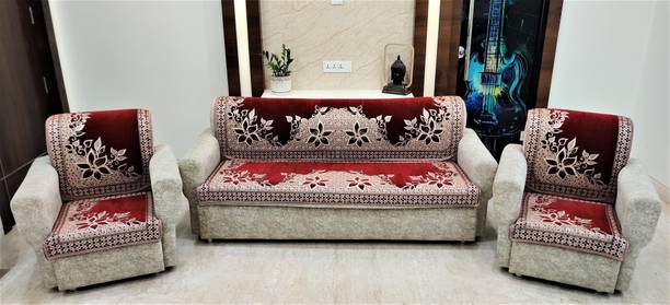 mhf वेल्वेट फ्लोरल सोफा कवर