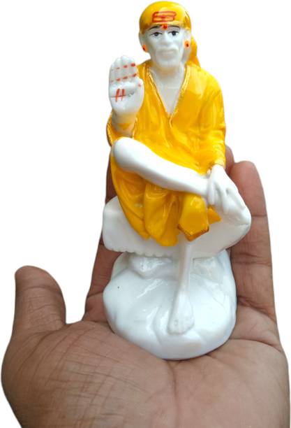 OM SAI GIFTS Shirdi Sai Baba Statue Marble Finish SaiBaba Murti , Sai baba Idol , God Sainath Decorative Showpiece  -  12 cm