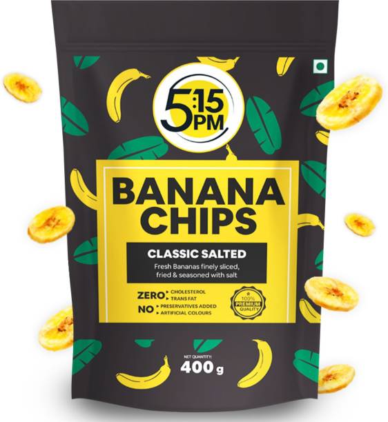 5:15PM Yellow Banana Chips Snacks - Fresh Crispy Banana Wafers Chips | Classic Salted Flavour