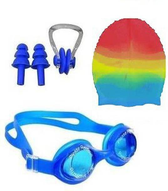 Sonani Enterprise Swimming kit of Goggles,Cap,earplug & noseplug Set | Easy to Carry , Swimming Kit