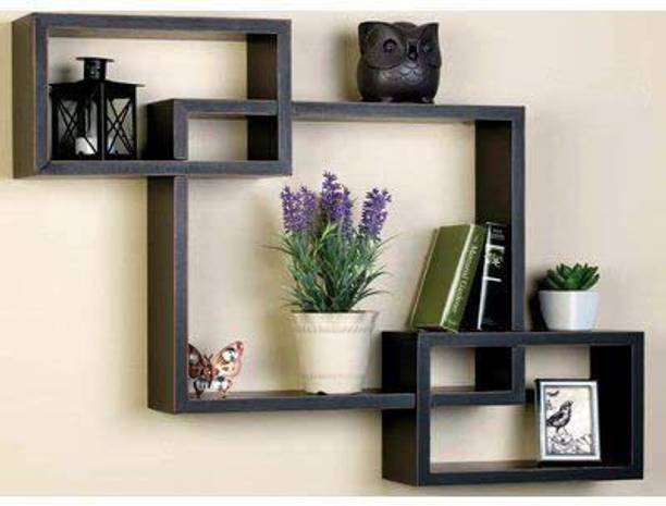 woodinzo Intersecting Wall Shelves for Living Room, Bedroom MDF (Medium Density Fiber) Wall Shelf