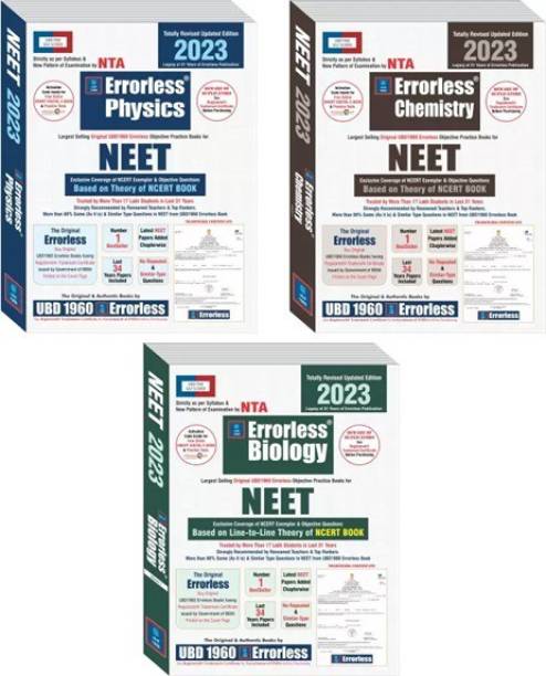 Errorless Physics, Chemistry And Biology (3-Books Set) For NEET As Per NTA (Paperback+Free Smart E-Book) Revised New Edition 2023 (Each Book-2 Volumes) By UBD1960 (Original Errorless Self Scorer USS Book With Trademark Certificate)