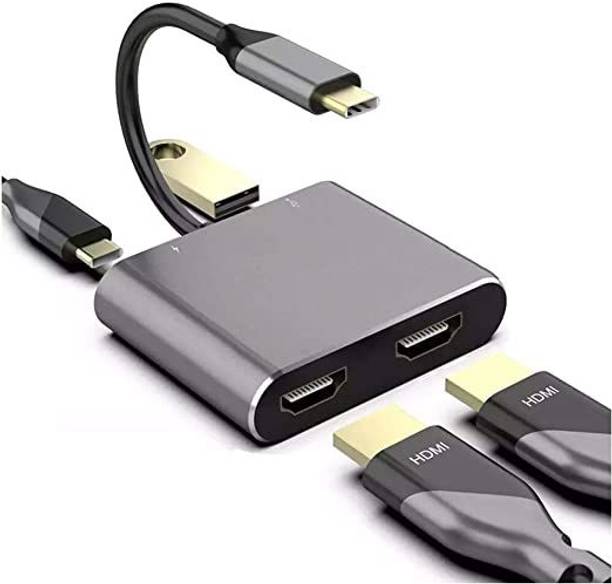 Etzin 4in1 4K USB C to Dual HDMI USB 3.0 and PD Input Charger Port Media Streaming Device