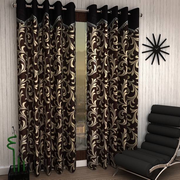 Home Sizzler 214 cm (7 ft) Polyester Semi Transparent Door Curtain (Pack Of 2)