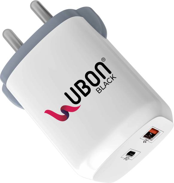 Ubon 30W Fast Charger Adapter Dual Port USB+Type C Wall Charger Speed Up CH-165 30 W 3 A Multiport Mobile Charger