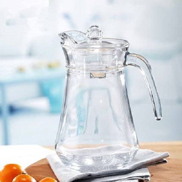 HALO NATION Glass Water Jug with Lid Glass Pitcher Hot Water Jug Milk Carafe Glass Water Jug 1400 ml Glass Flask