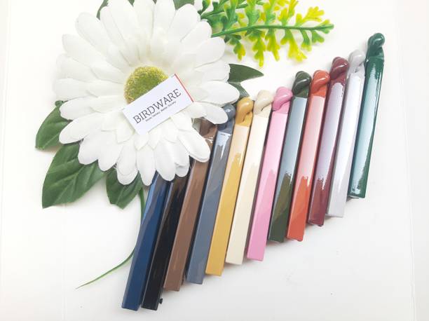 airclip Big-Size Acrylic Material Banana hair Clips For Women (Multi Color, Pack Of 12) Banana Clip