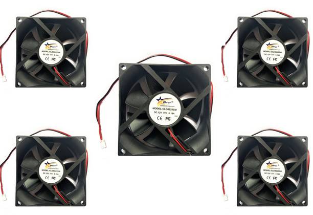 DHRUV-PRO 5pic 12V DC Fan 80X80X25MM Cabinet 3-Inch Square Cooling fan Cooler