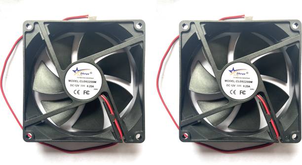 DHRUV-PRO 2pic 12V DC Cabinet Fan 3.5-Inch Square (90*90*25 MM) Cooling fan Cooler